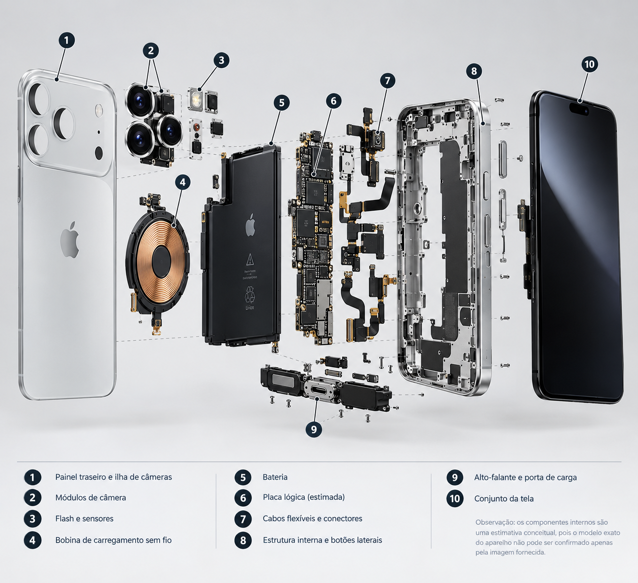 iPhone desmontado por partes