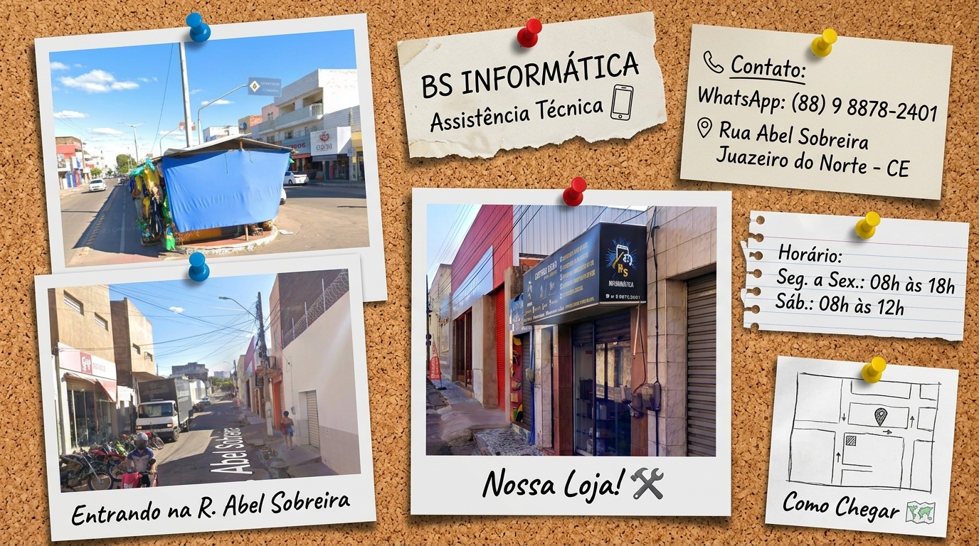 Fachada e localização da BS Informática